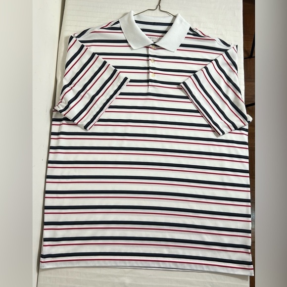 Nike Golf Dri-Fit White Red Black Striped Polo Short Sleeve Shirt XL Q1 - Picture 5 of 13